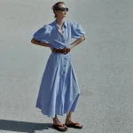 پیراهن کتان میدی با کمربند ZARA - تصویر 3