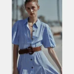 پیراهن کتان میدی با کمربند ZARA - تصویر 2